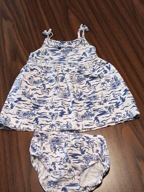Carter's White and Blue Printed Toddler Top